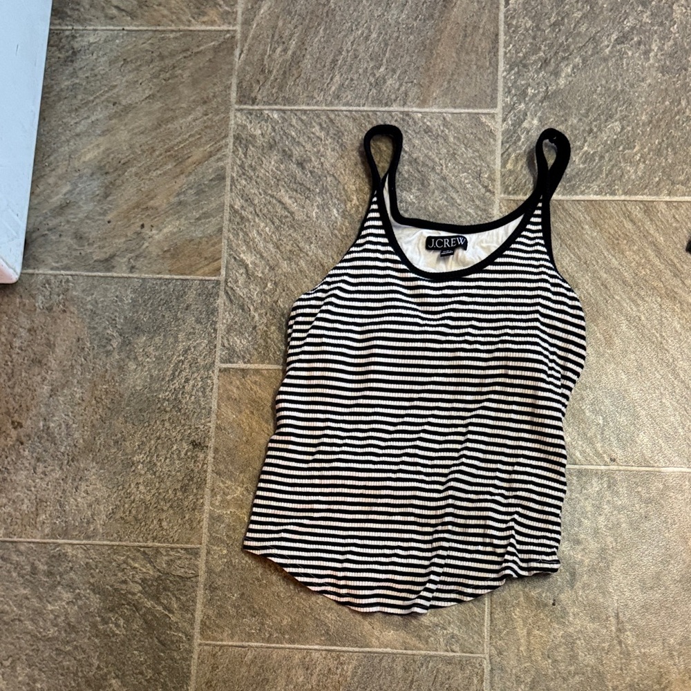 J. Crew Women's Black and White Striped Camisole